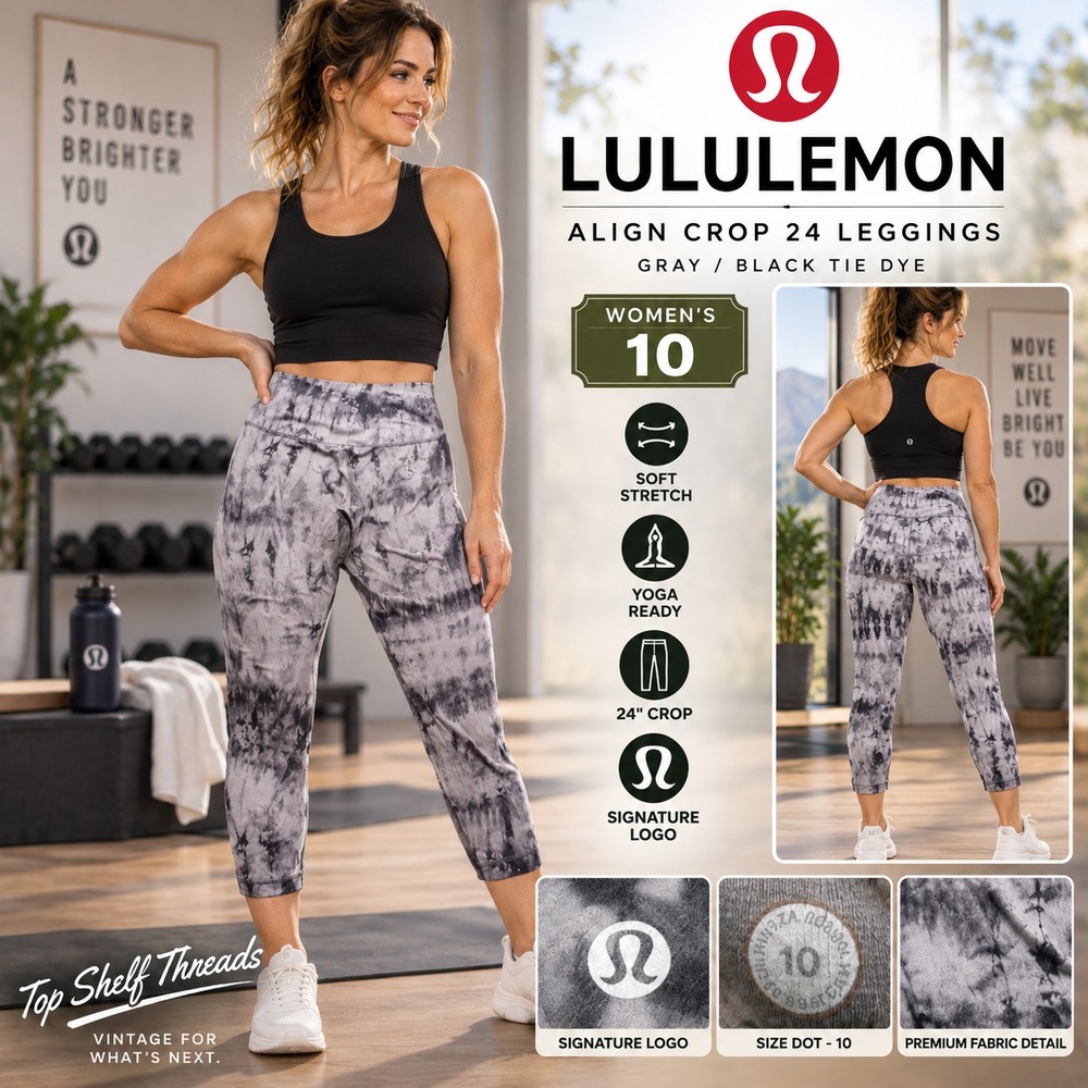Lululemon Wunder Under 7/8 24 Women 10 Dual Shibori Luxtreme Leggings Gray White